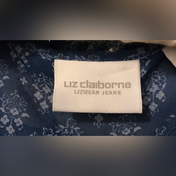 Liz Claiborne Lizwear Jeans Ruffle Front Blouse Peasant Sleeves Size M - Picture 4 of 8